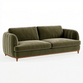 Canapé 2 places 190 x 90 x 82 cm en velours vert olive style rétro