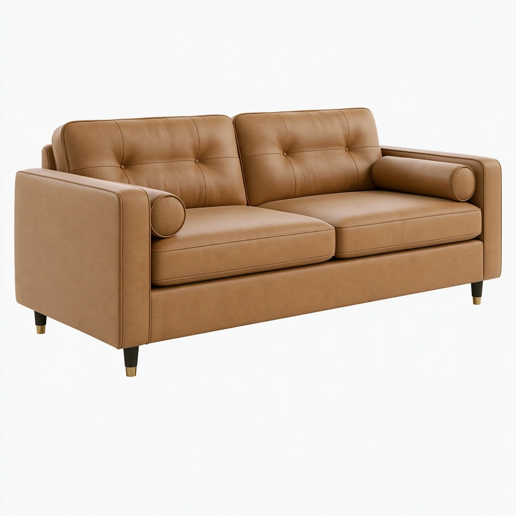 Canapé 2 places 180 x 85 x 82 cm aspect cuir camel style moderne