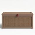 Coffre de rangement extérieur 120 x 55 x 60 cm en résine taupe tressée avec couvercle