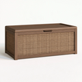 Coffre de rangement 100 x 45 x 50 cm en bois brun avec panneau en rotin tressé
