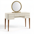 Coiffeuse avec miroir 120 x 45 x 140 cm bois blanc crème style moderne