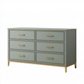 Commode 150 x 45 x 85 cm vert gris en bois à six tiroirs style classique