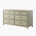 Commode 140 x 45 x 82 cm en bois vert sauge à 6 tiroirs style classique