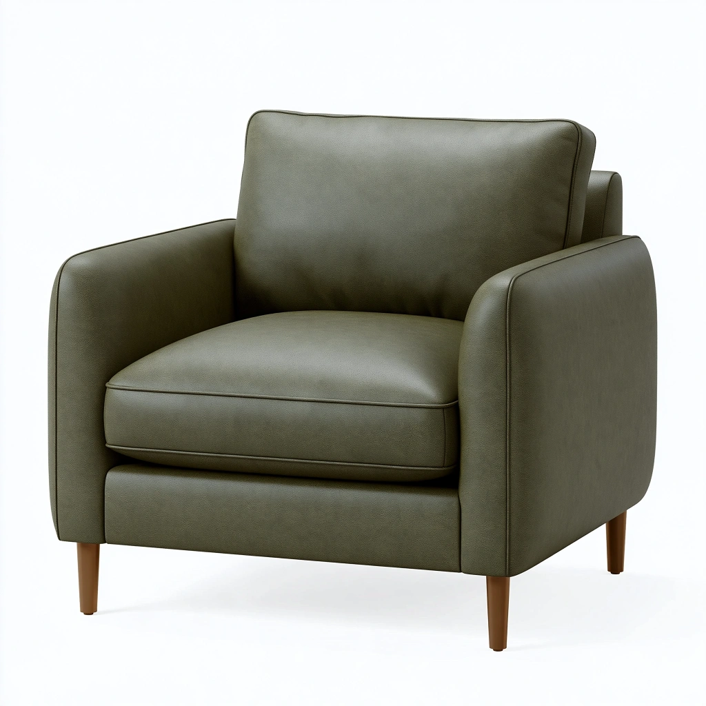 Fauteuil 86 x 82 x 88 cm en revêtement aspect cuir vert olive style contemporain