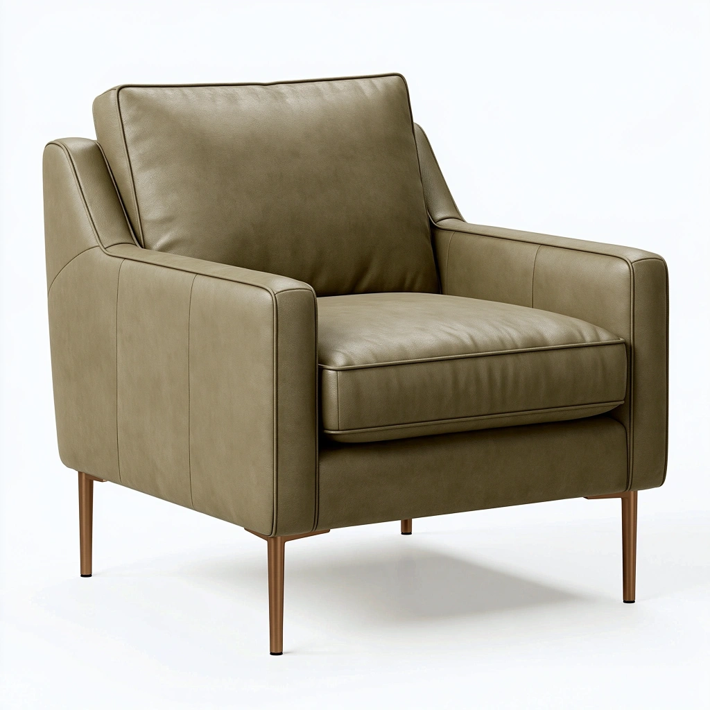 Fauteuil 85 x 88 x 88 cm en revêtement aspect cuir vert olive style contemporain