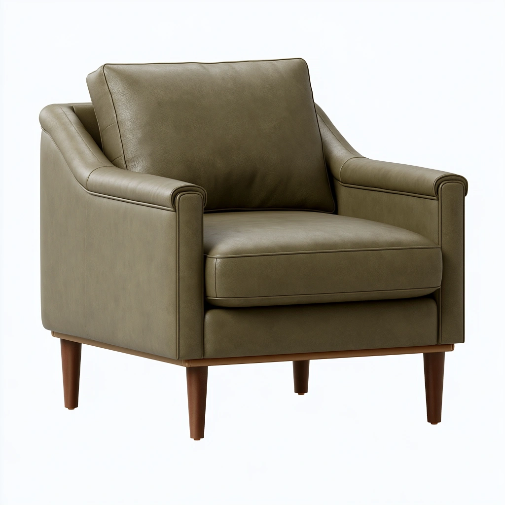 Fauteuil 85 x 90 x 88 cm revêtement aspect cuir kaki style contemporain