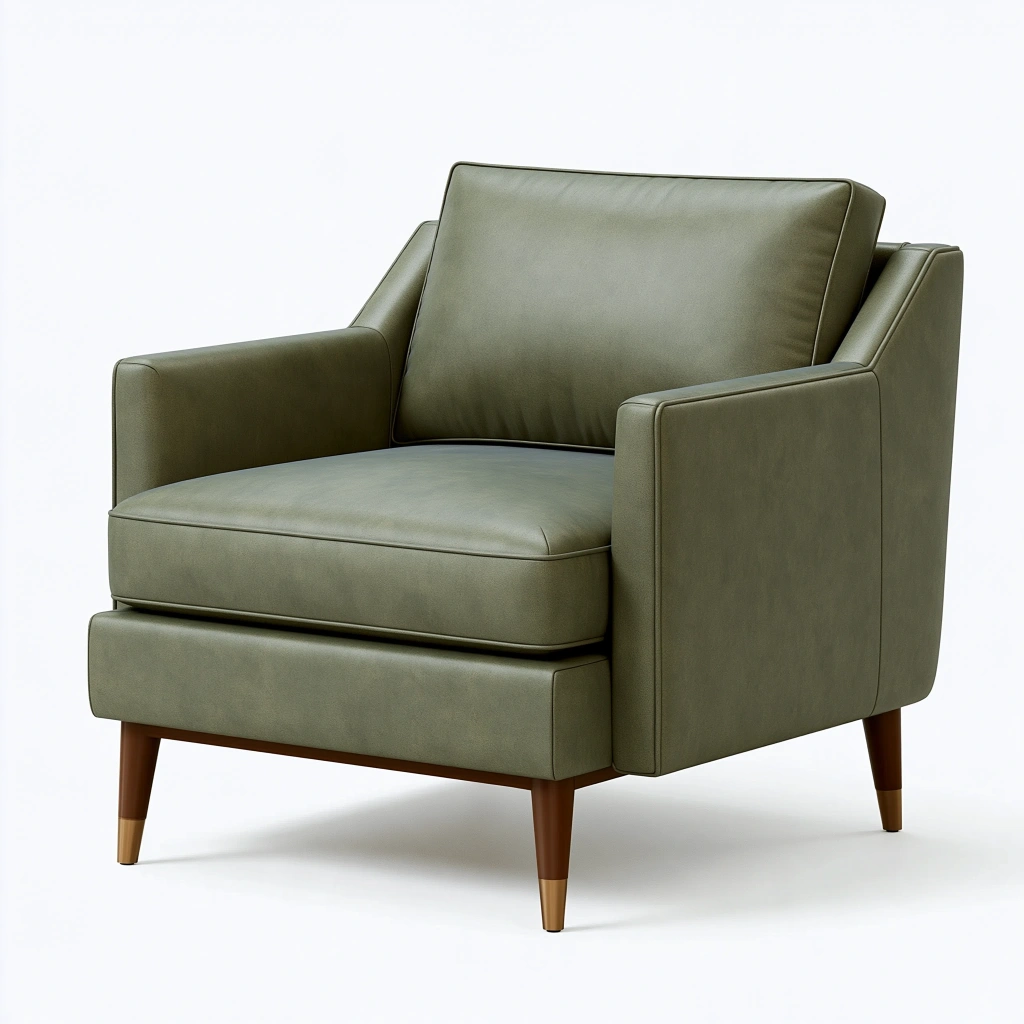 Fauteuil 85 x 82 x 88 cm en revêtement aspect cuir vert olive style moderne