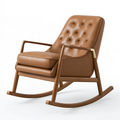Fauteuil à bascule 90 x 75 x 98 cm bois marron cognac revêtement aspect cuir style rétro