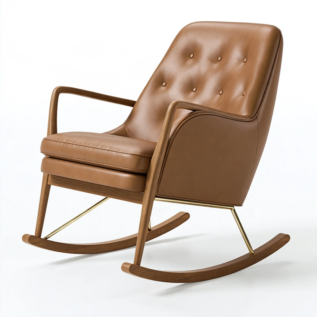 Fauteuil à bascule 90 x 70 x 100 cm en similicuir marron style rétro