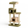 Arbre à chat 60 x 60 x 155 cm en bois beige et vert avec griffoirs et niches