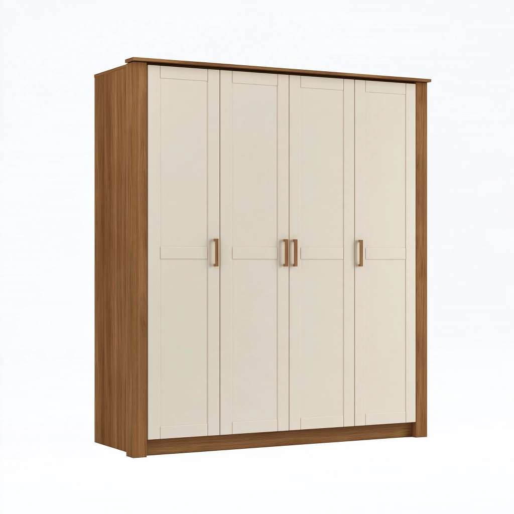 Armoire 180 x 55 x 200 cm en panneaux de bois beige et marron - rangement chambre contemporain