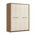 Armoire 180 x 60 x 220 cm effet bois noyer et blanc cassé 4 portes rangement contemporain